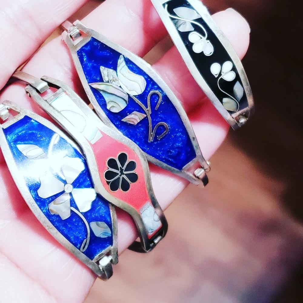 Bundle of 4 sterling silver Alpaca Mexico Bracelet